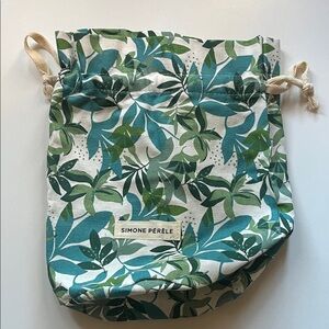 🌿💙 Simone Pérèle Blue & Green Leaf Print Travel Bag / Lingerie Storage – OS 💙🌿